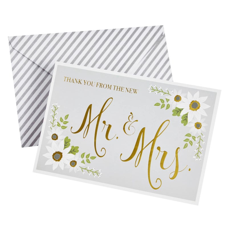 Sustainable Greetings Wedding Thank You Cards - 48-Pack Gold Foil Thank You from The New Mr. and Mrs. Greeting Card, Envelopes Included, 10.2 x 15.2 cm - Image 4